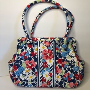 Vera Bradley Quilted Fabric Frame-Style Summer Cottage floral satchel handbag